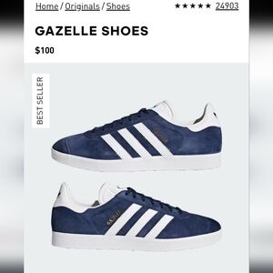 Adidas Gazelle Navy White Suede Sneakers Women's